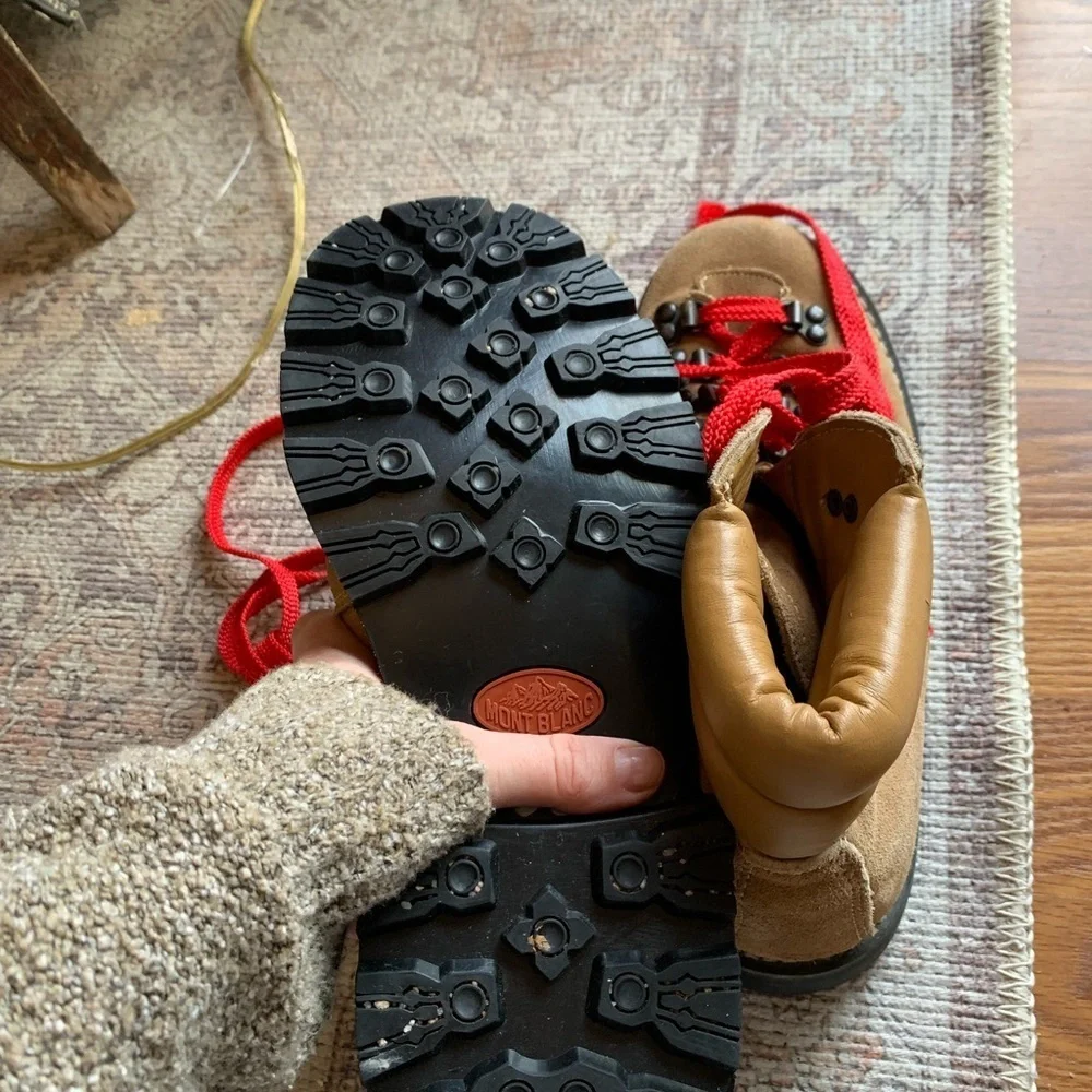 Montblanc Vintage Sears Boots Hiker Shoes Mens Size 7.5 Brown Red Winter